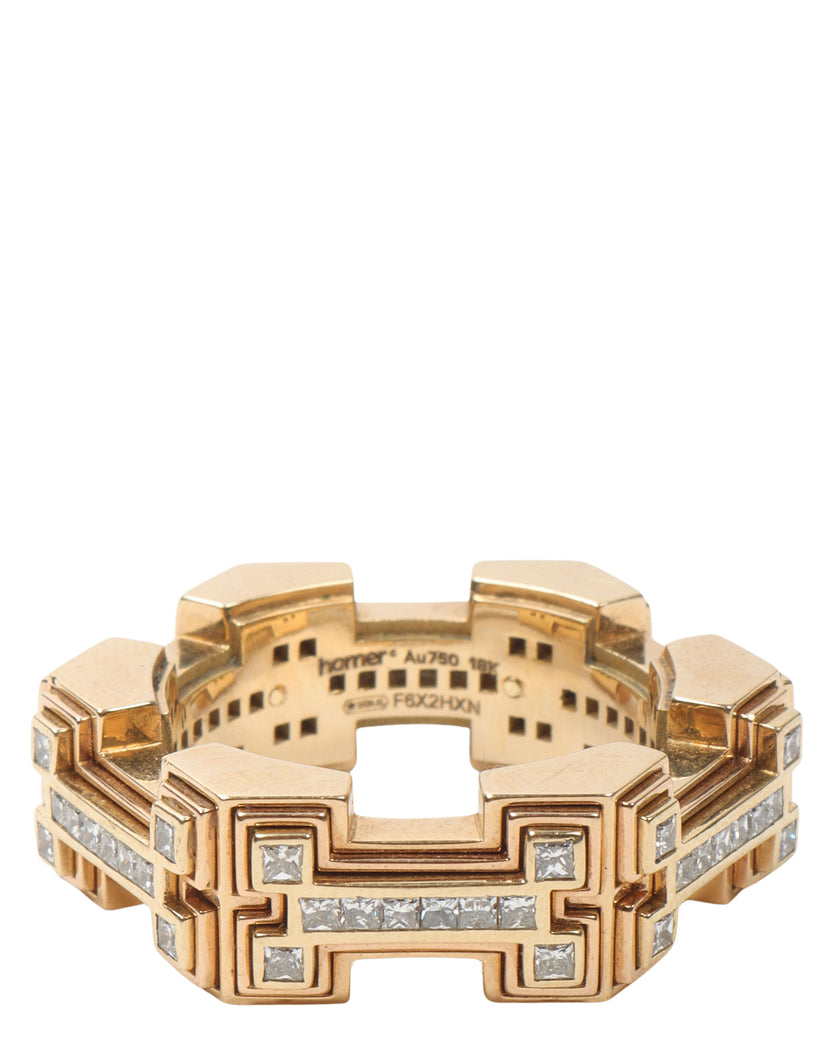 Frank Ocean 18k Gold H-Bone Ring with Diamonds