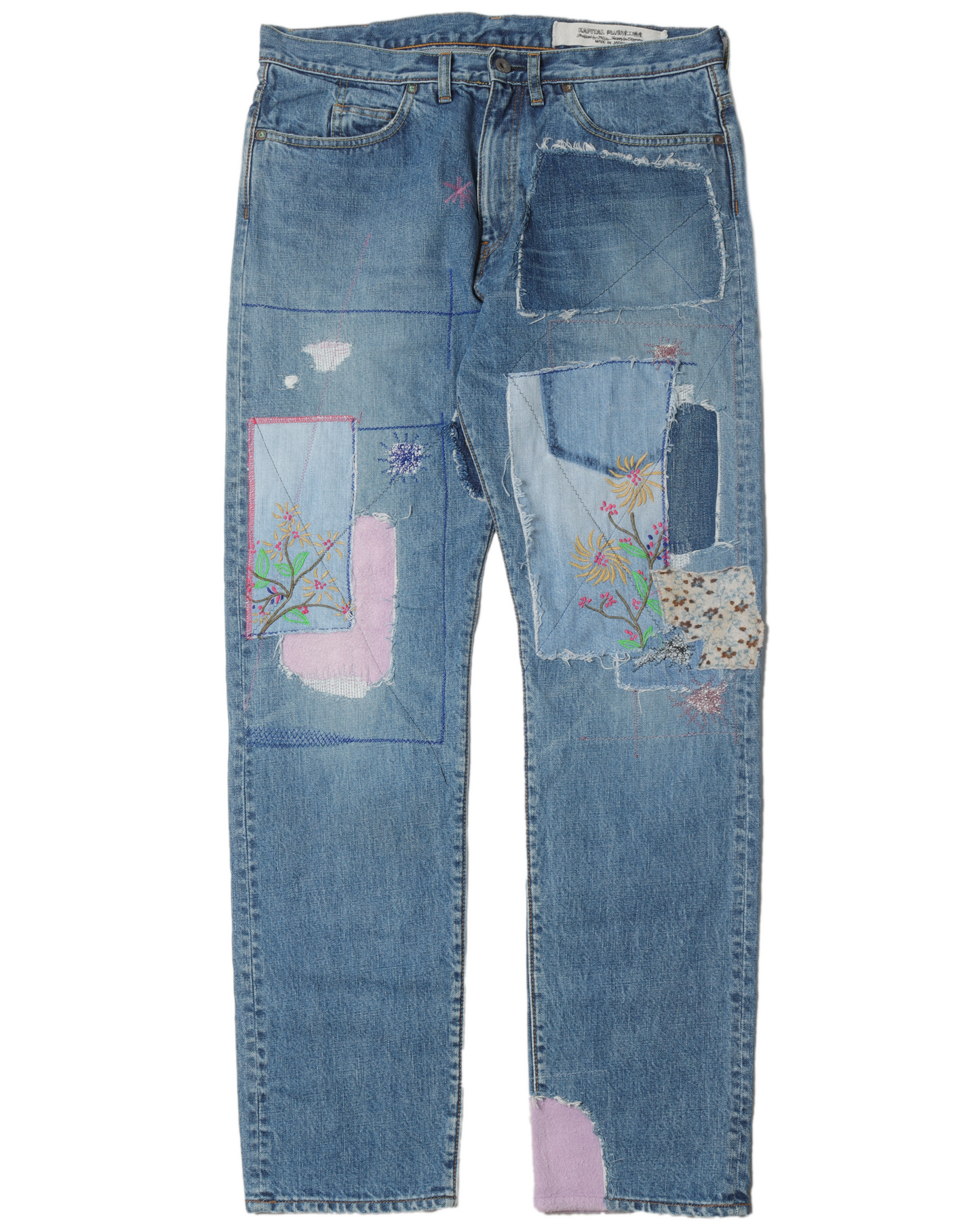 Distressed Embroidered Jeans
