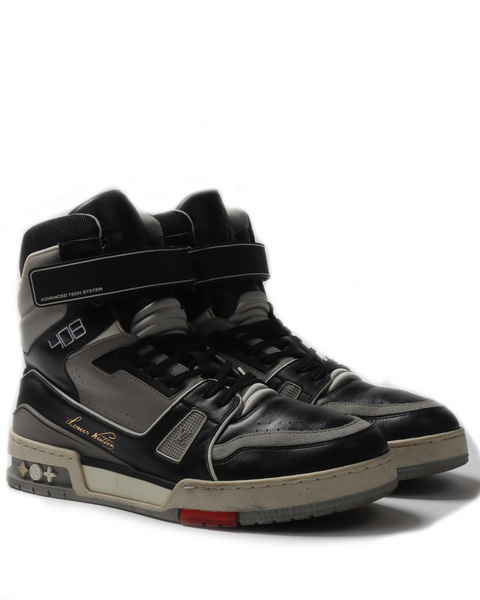 Louis Vuitton LV Trainer Sneaker Boot High Black Grey for Men