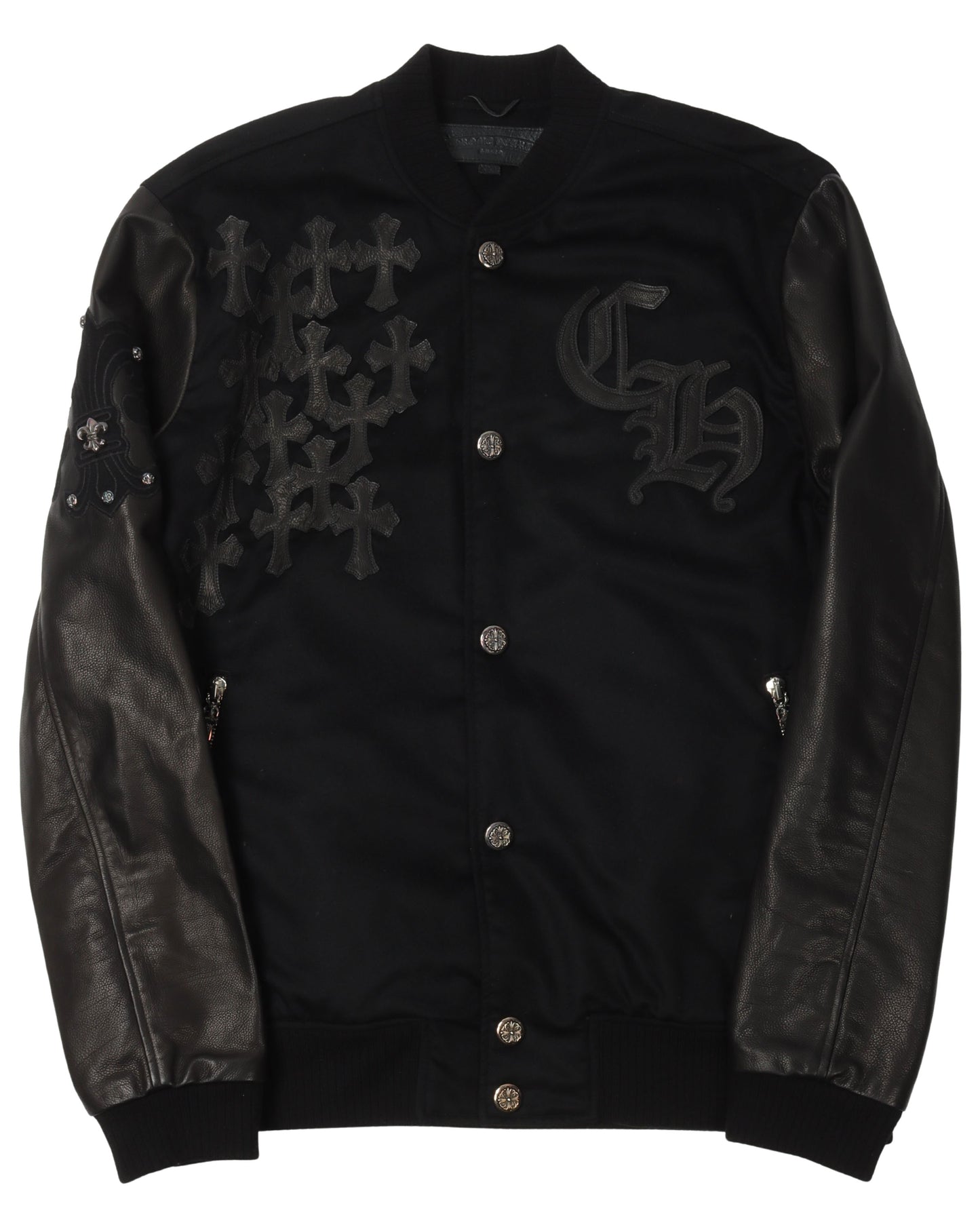 Leather Cross Varsity Jacket