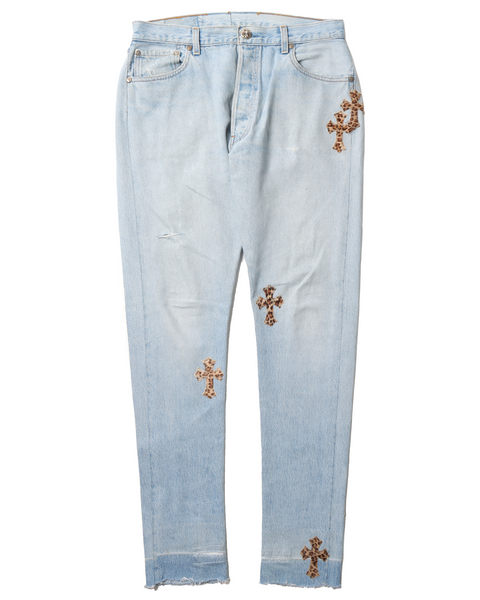 Chrome Hearts x Levi's White Leopard Cross Patch Jeans – SHENGLI