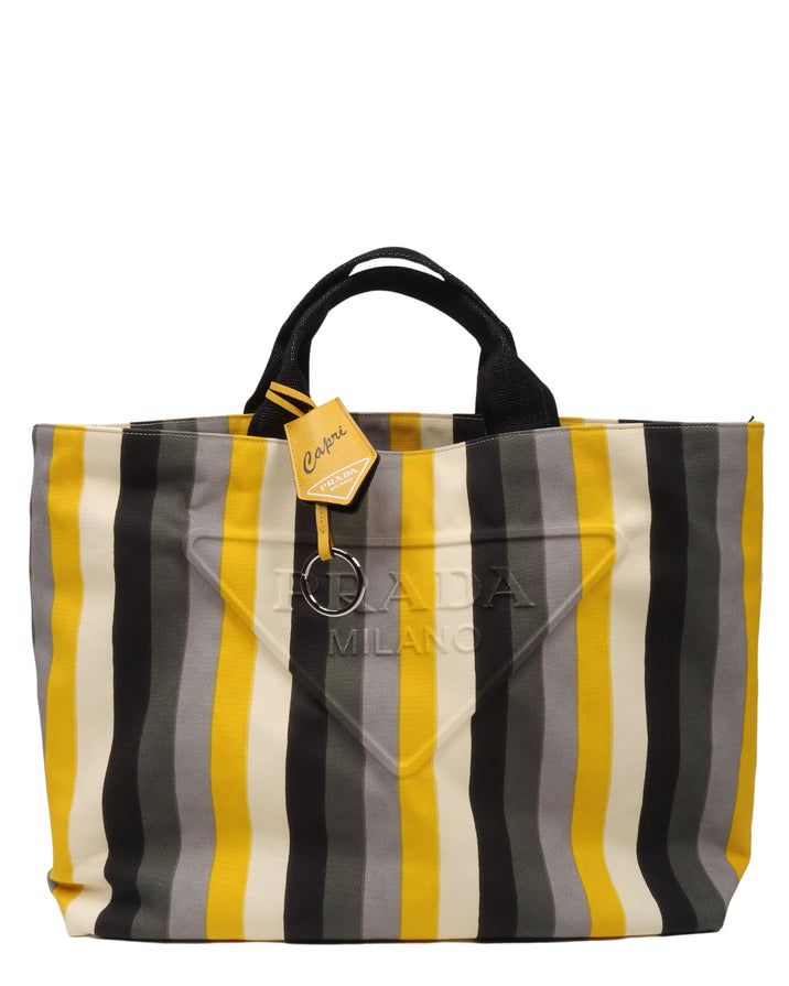 Leather Striped Tote Bag