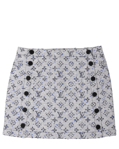 Shop Louis Vuitton Short Monogram Cotton Logo Mini Skirts (1ABRDP