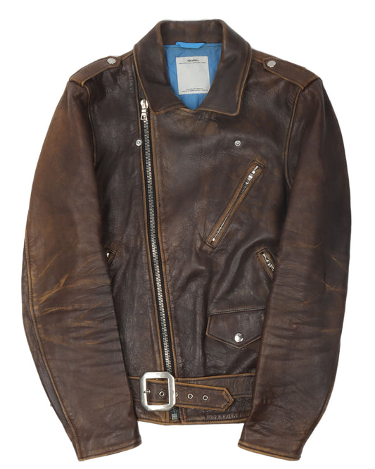 09AW Strabler Antique Moto Brown Leather Jacket