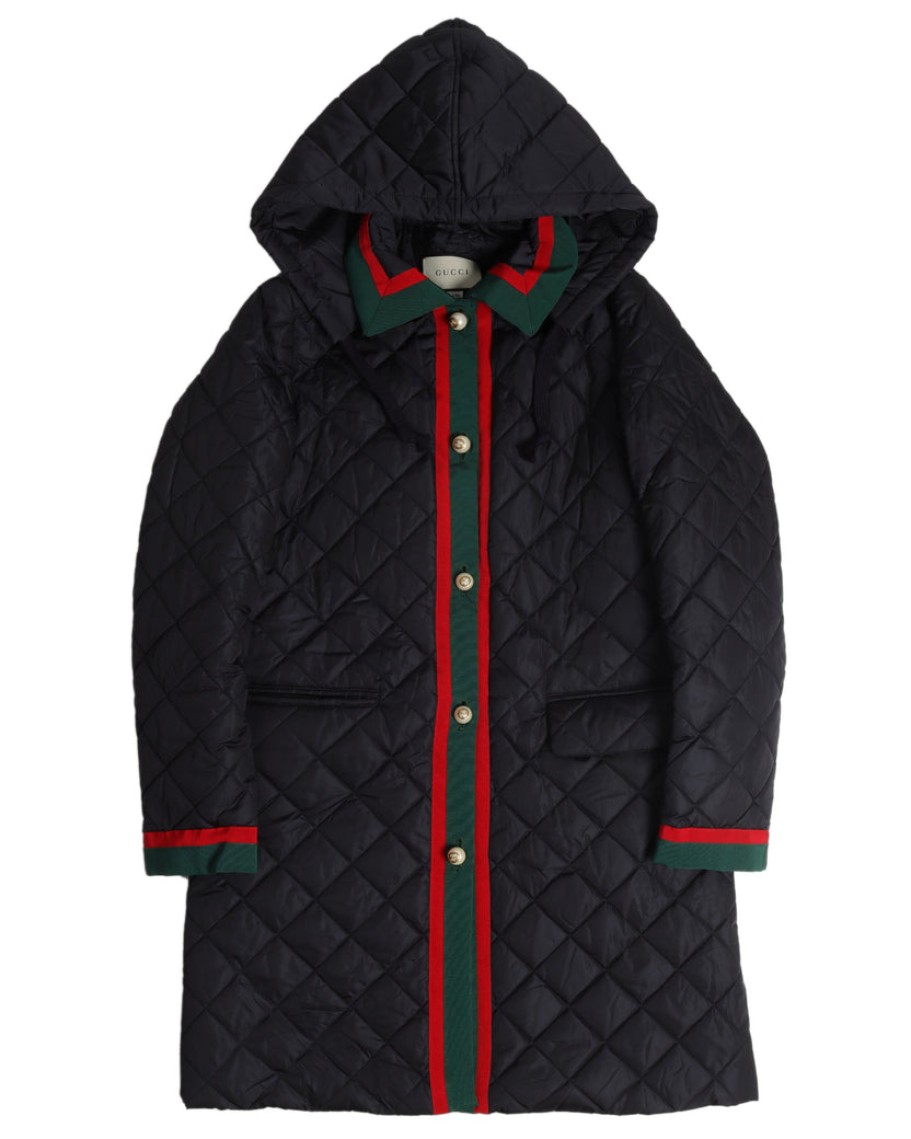 Quilted Coat With Removable Hood