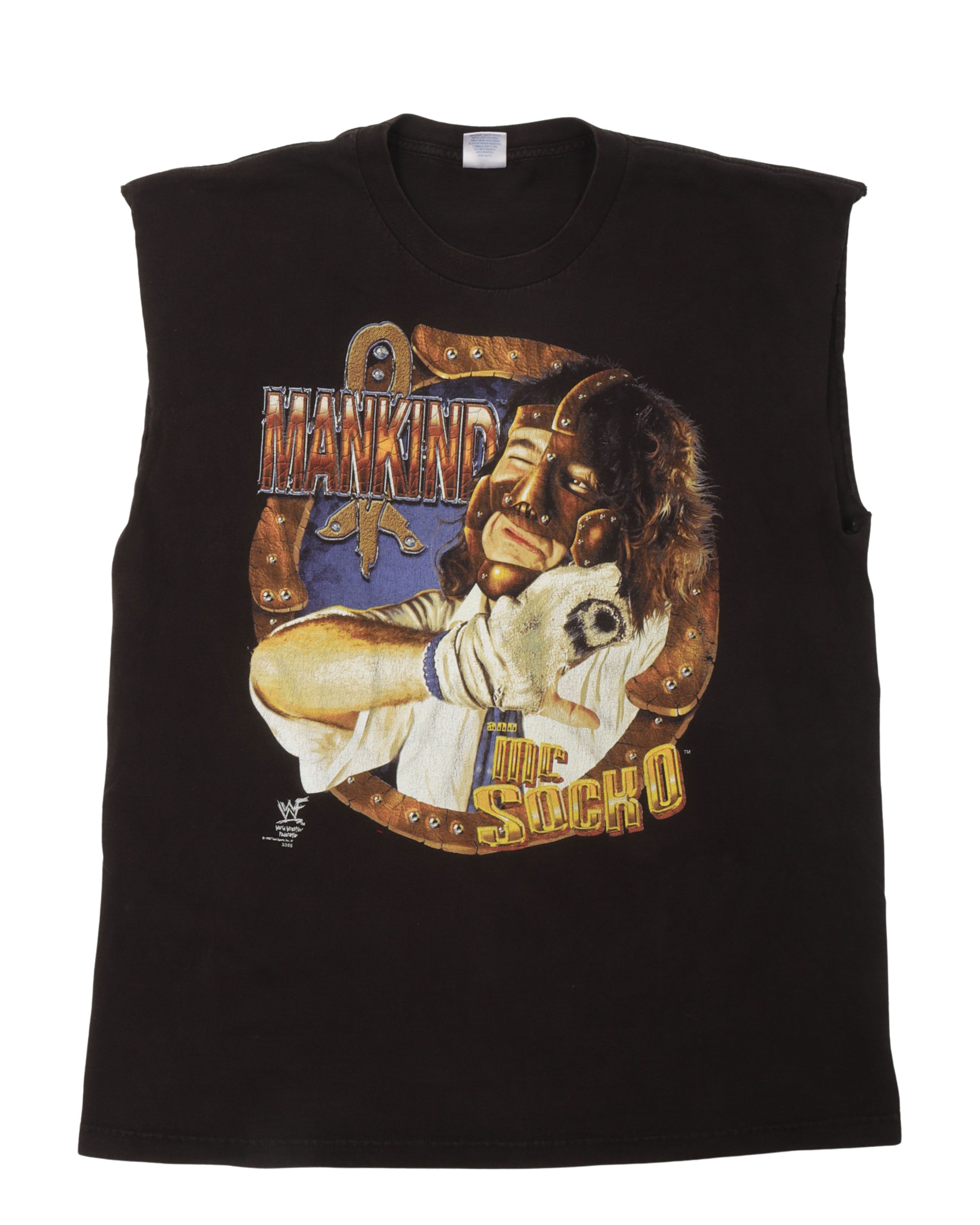 WWF Mankind "Worship The Sock" Cut Off T-Shirt