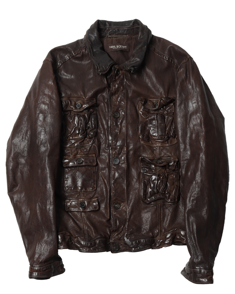 Neil Barrett Washed Leather Jacket in Black for Men | Lyst UK