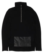 Leather Front Patch Half Zip