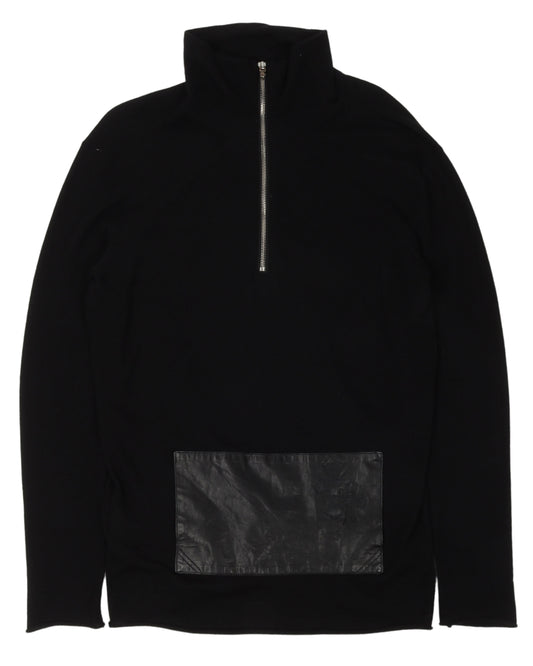 Leather Front Patch Half Zip