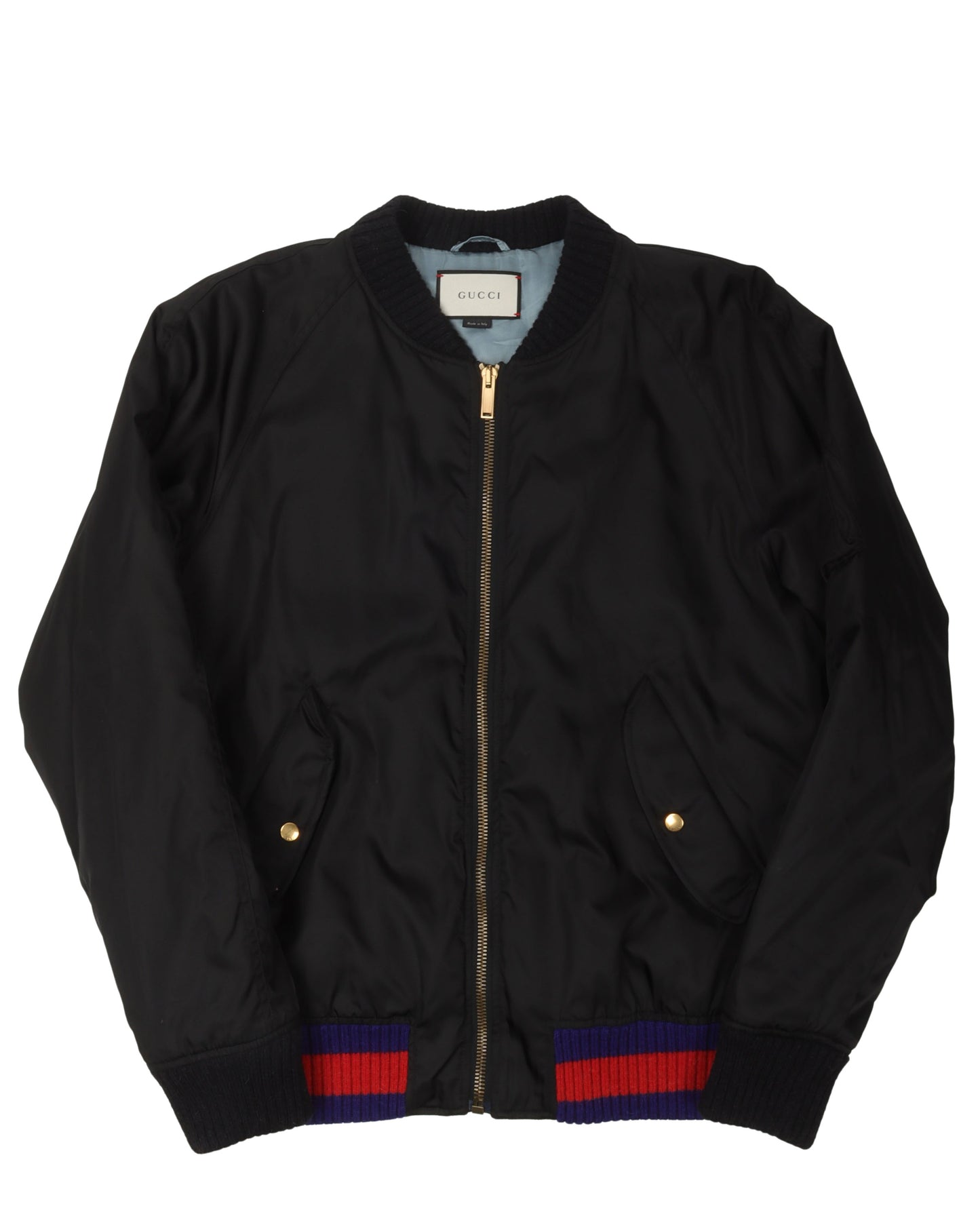Embroidered Birds Nylon Bomber Jacket