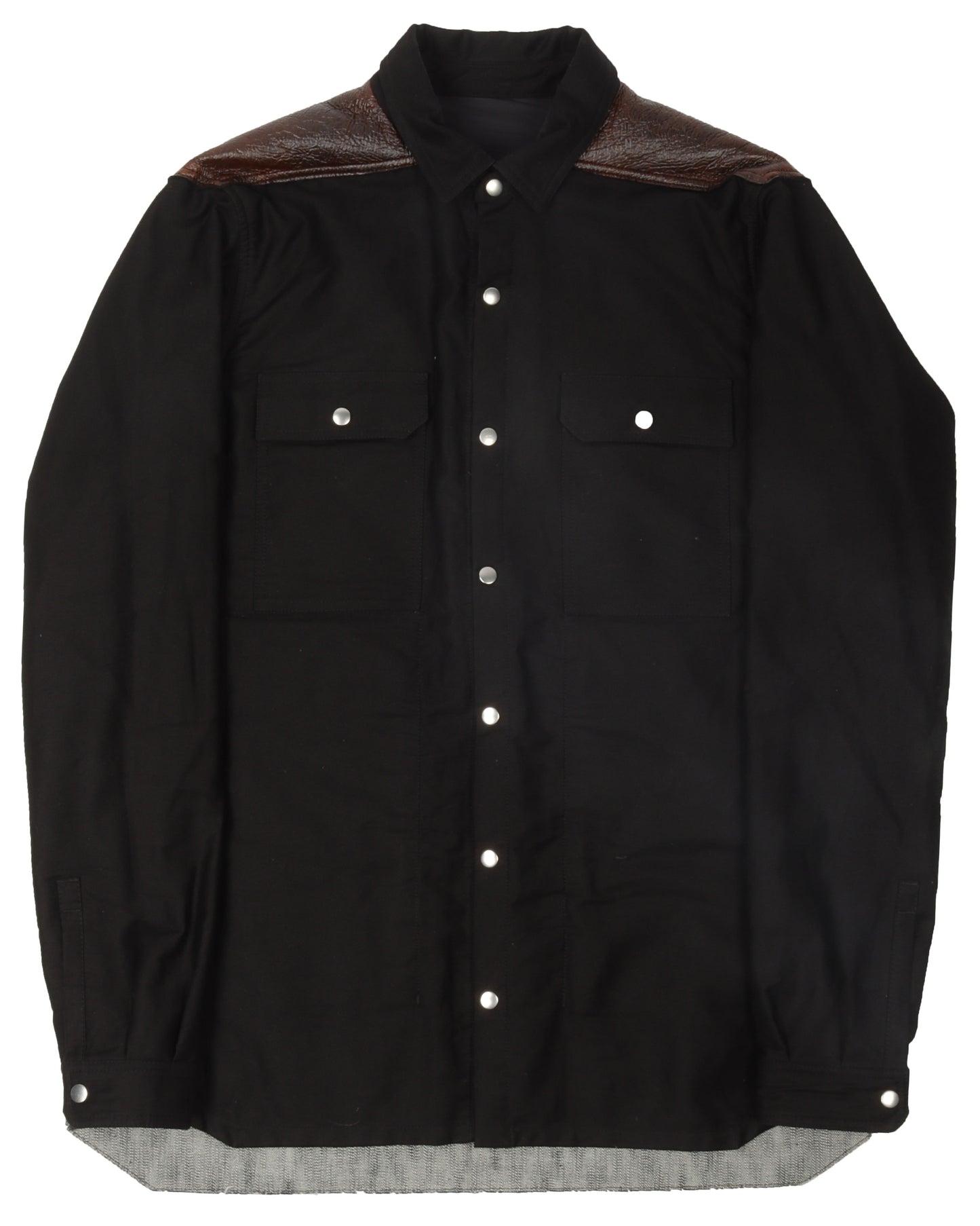 Mixed Materials Denim Shirt
