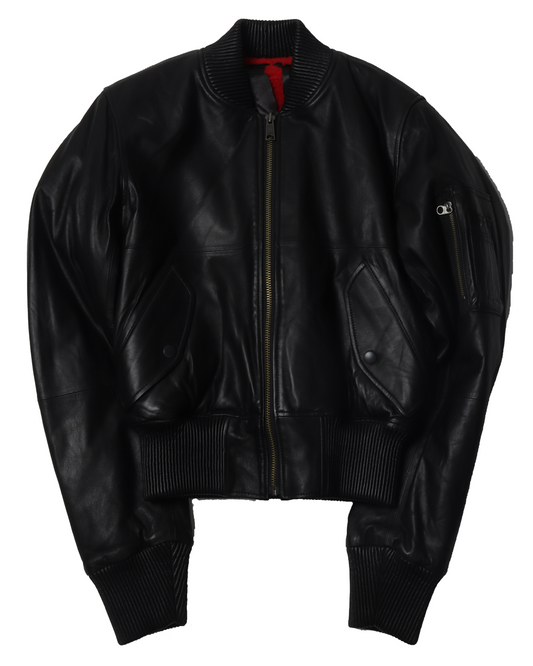 Red Leather Bomber