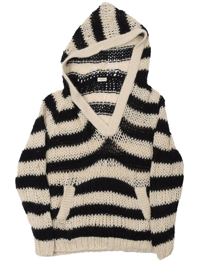 Hooded Striped Mohair Sweater