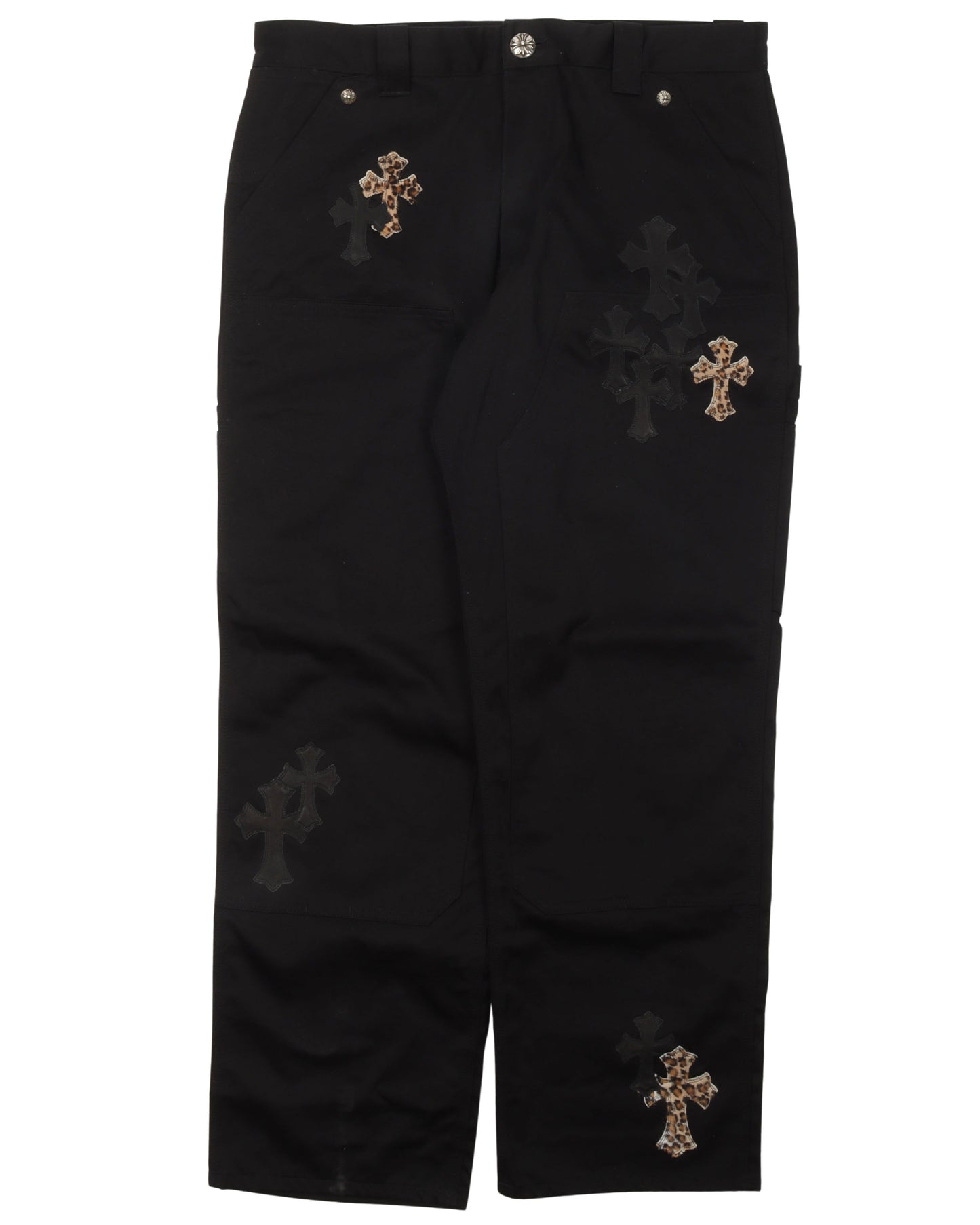 Leather Cross Double Knee Pants