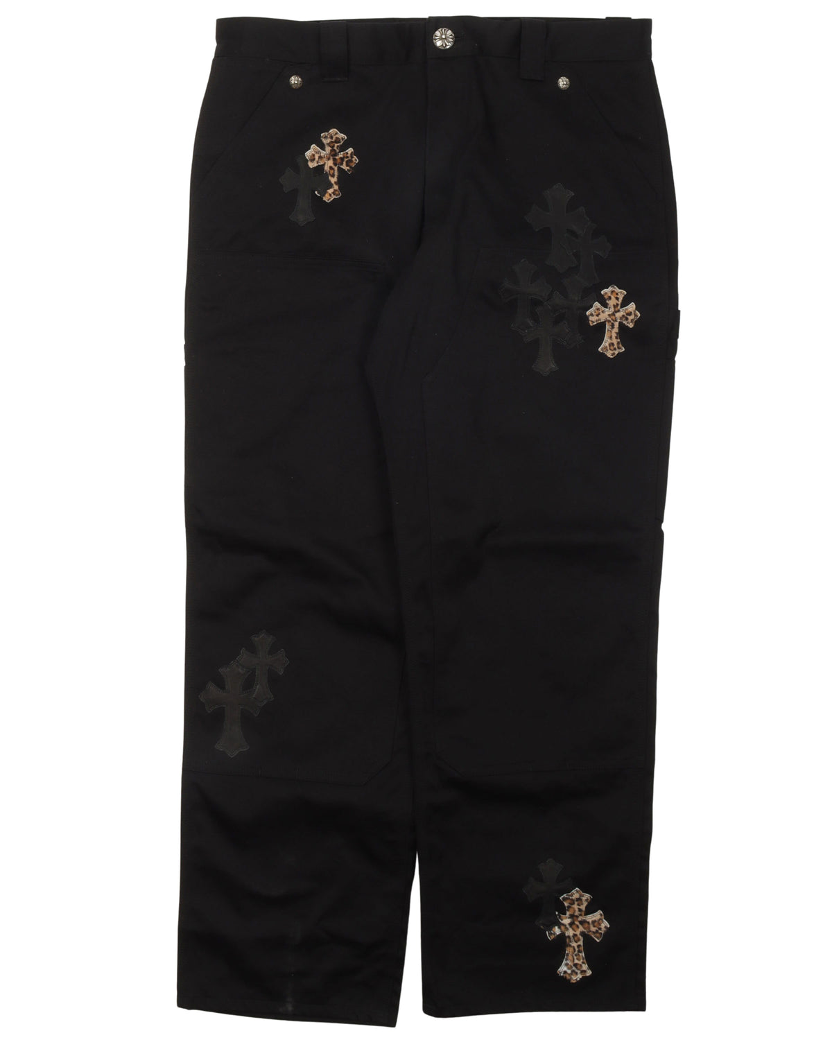 Leather Cross Double Knee Pants