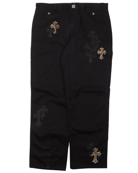 Leather Cross Double Knee Pants
