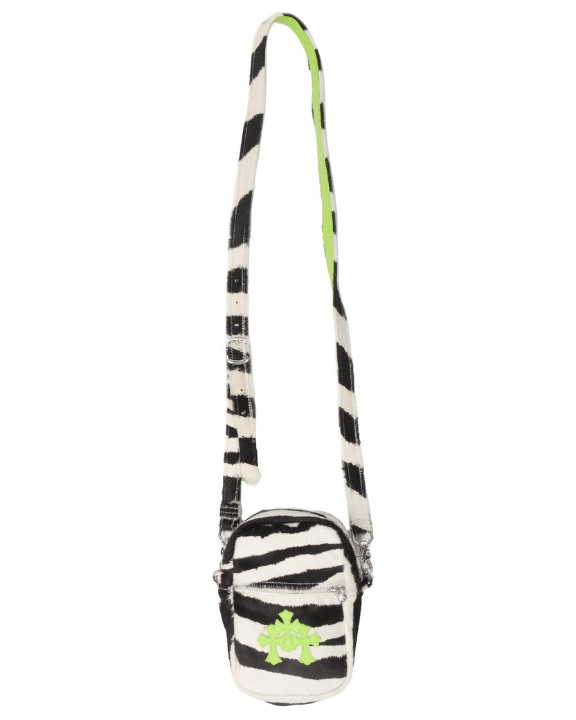 Zebra Phone Pouch Bag With Green Crosses