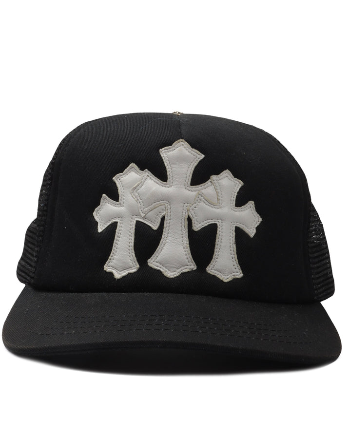 Leather Cemetery Cross Trucker Hat