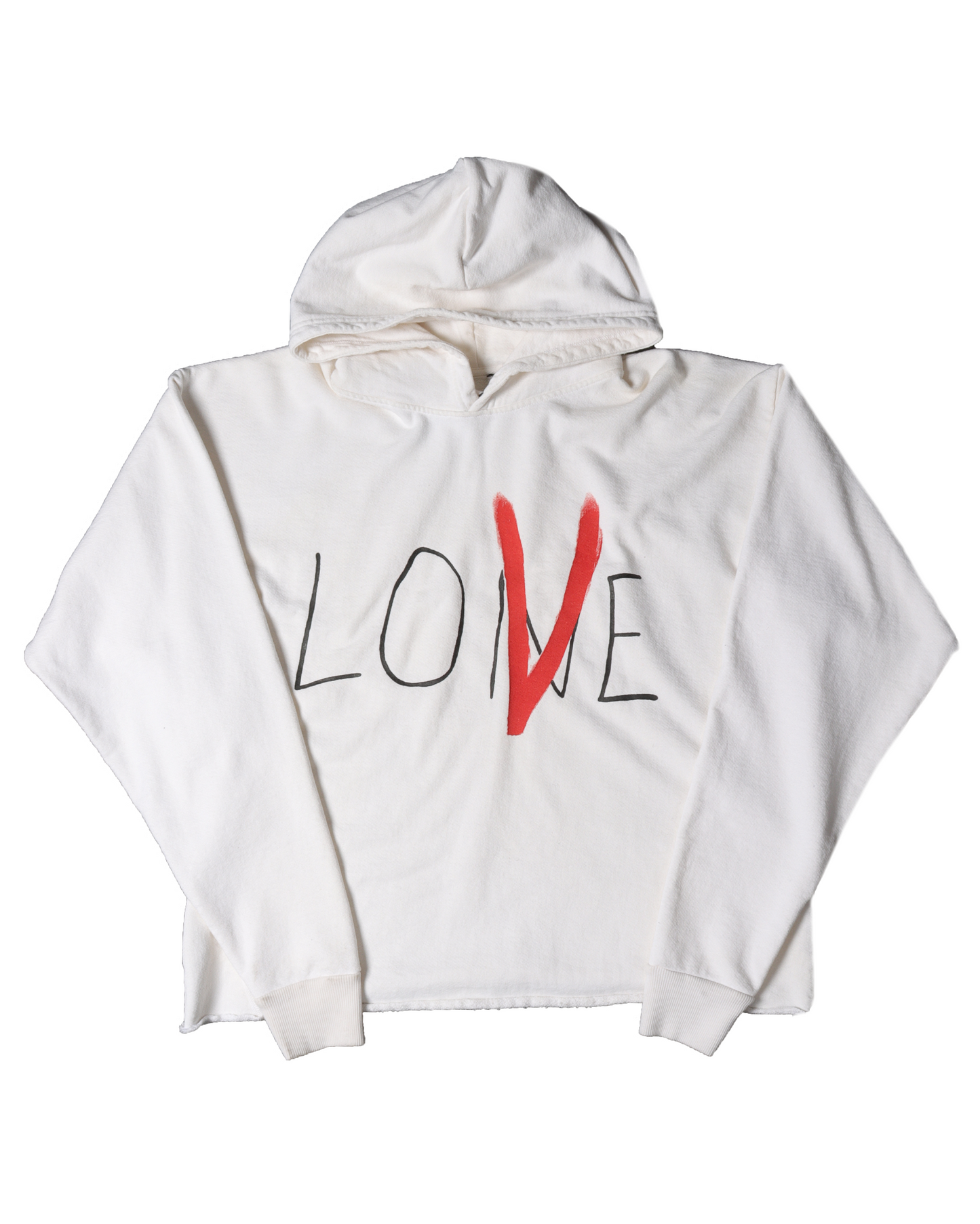White Raw Hoodie