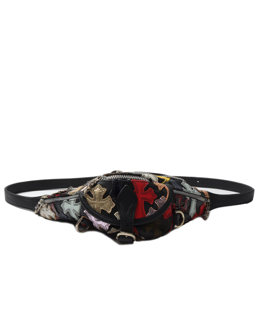 All-Over Cross Patch Leather Waist Bag