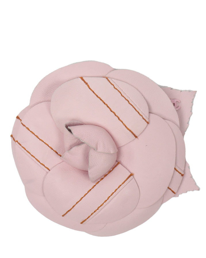 Pink Leather Flower Broach