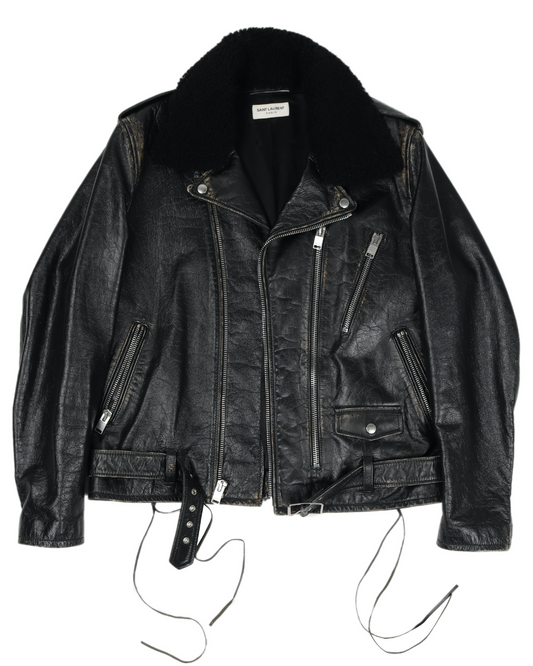 FW16 Distressed Black Shearling L17