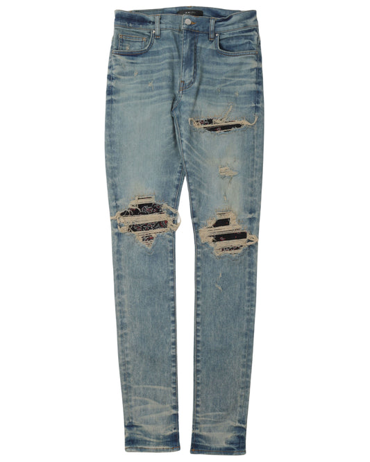 Black Paisley Distressed Jeans