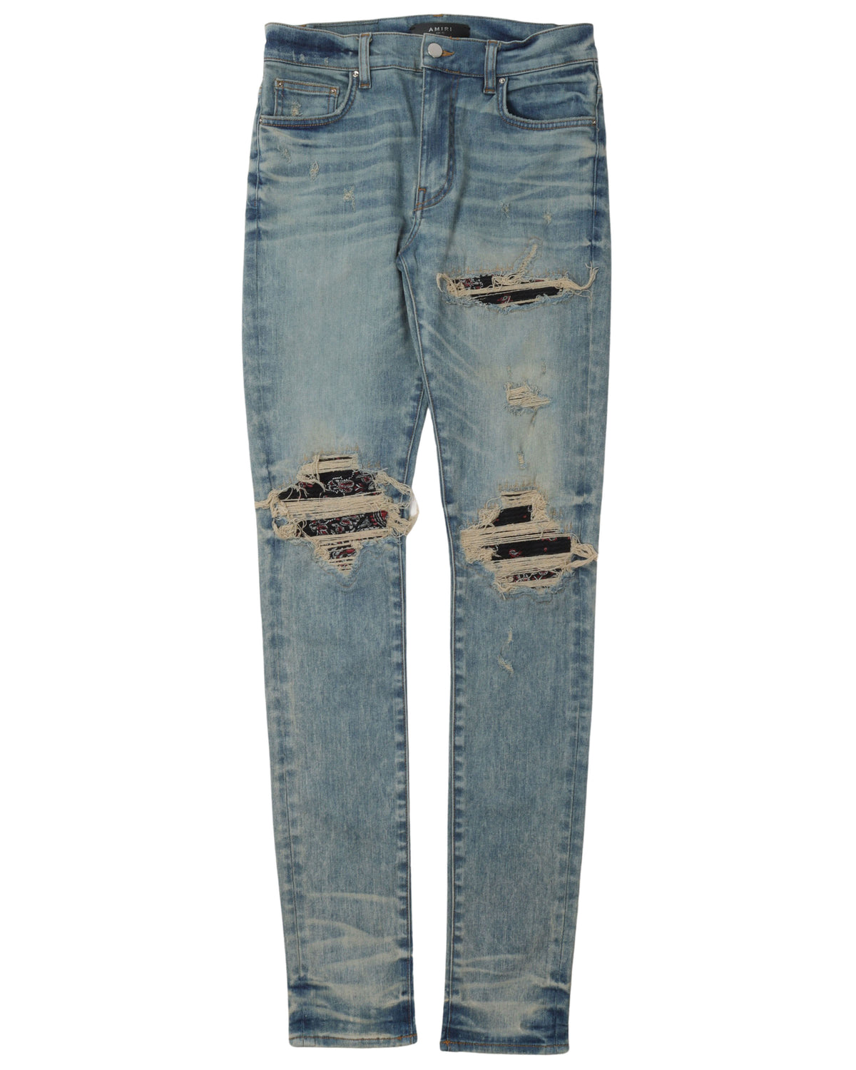Black Paisley Distressed Jeans