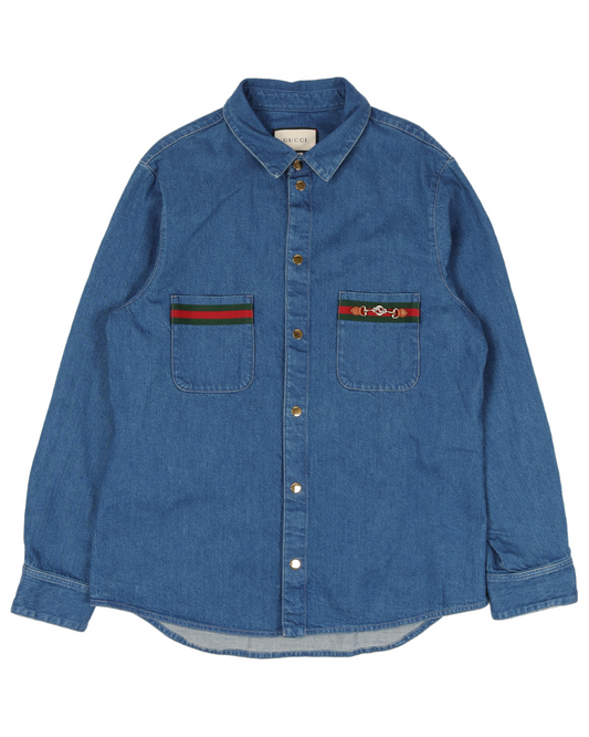 Stonewashed Denim Shirt w/ Web