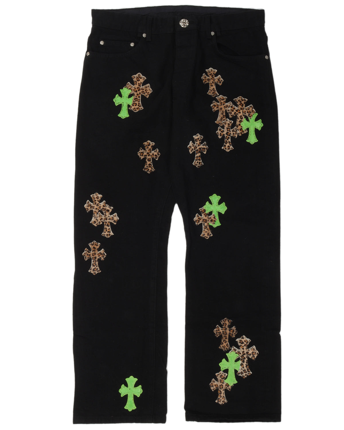 Leopard Cross Patch Jeans w/ 35 Cross Patches