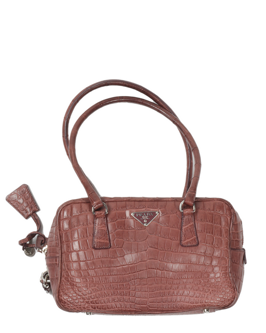 Vintage Embossed Crocodile Effect Bag