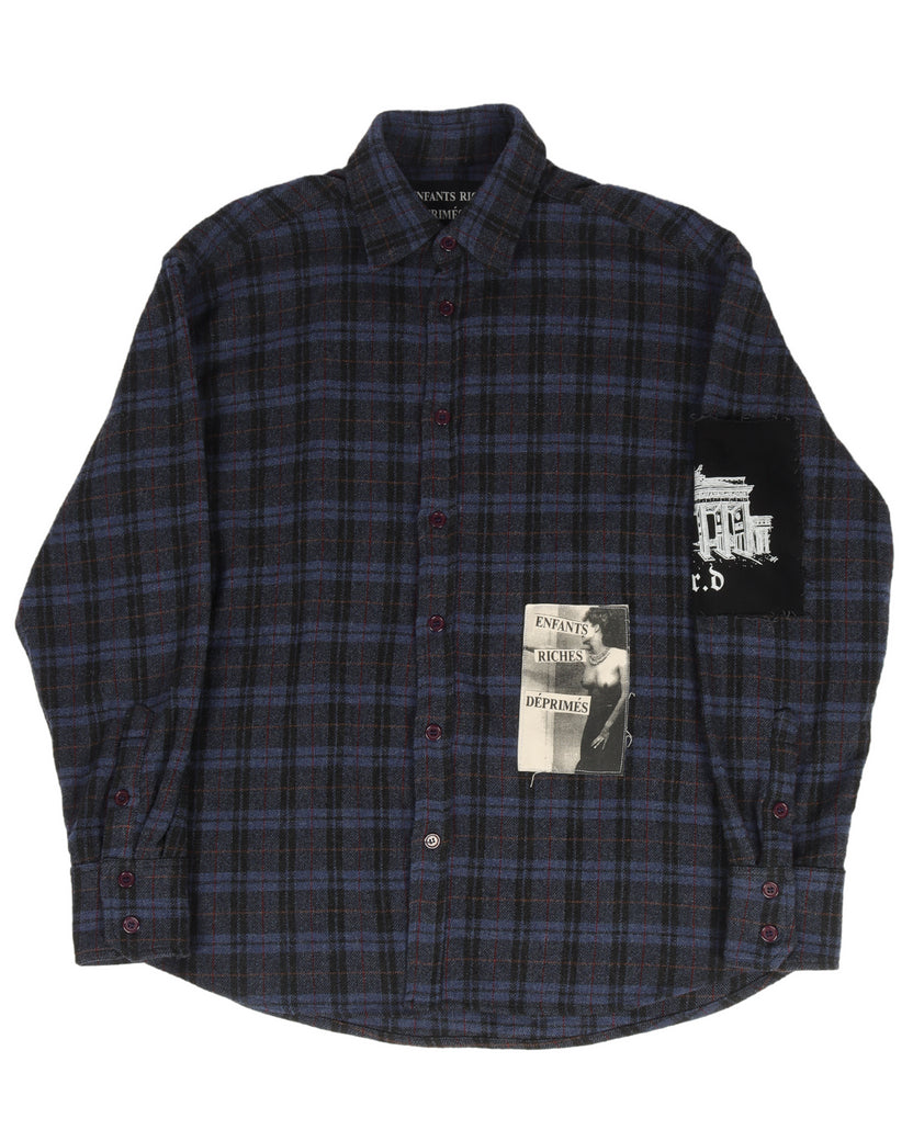 "Frozen Beauties" Patched Wool Flannel Shirt