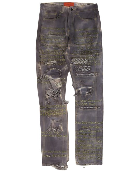 Who Decides War Gold Embroidery Jeans