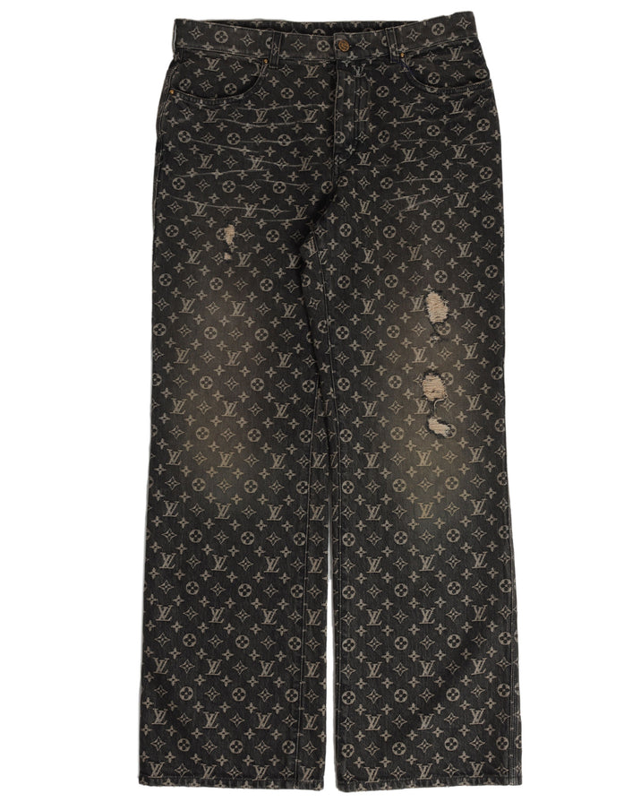 Louis Vuitton Monogram Detail Carpenter Denim Pants Black Men's - FW22 - US