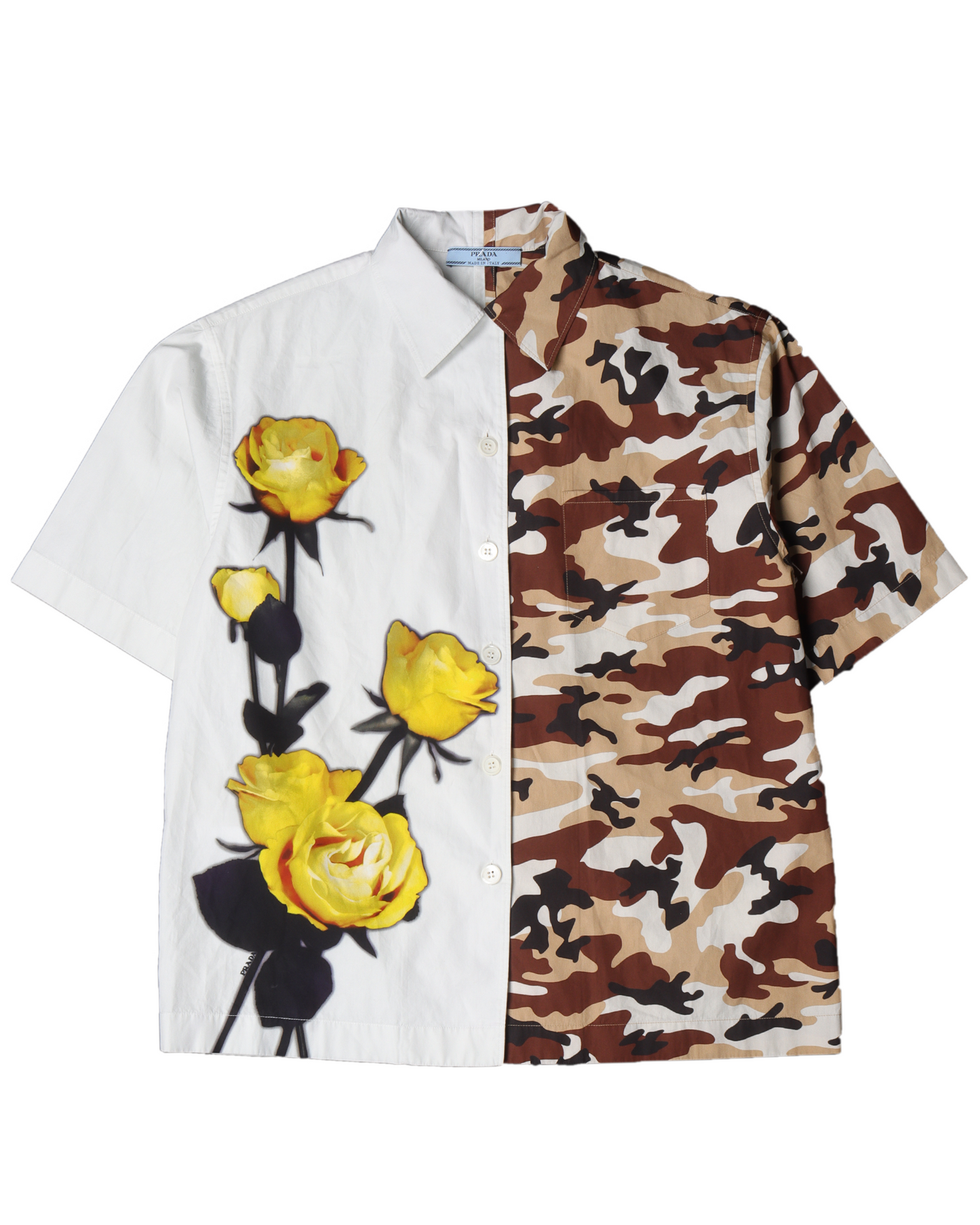 Rose and Camo Split Button Up Shirt