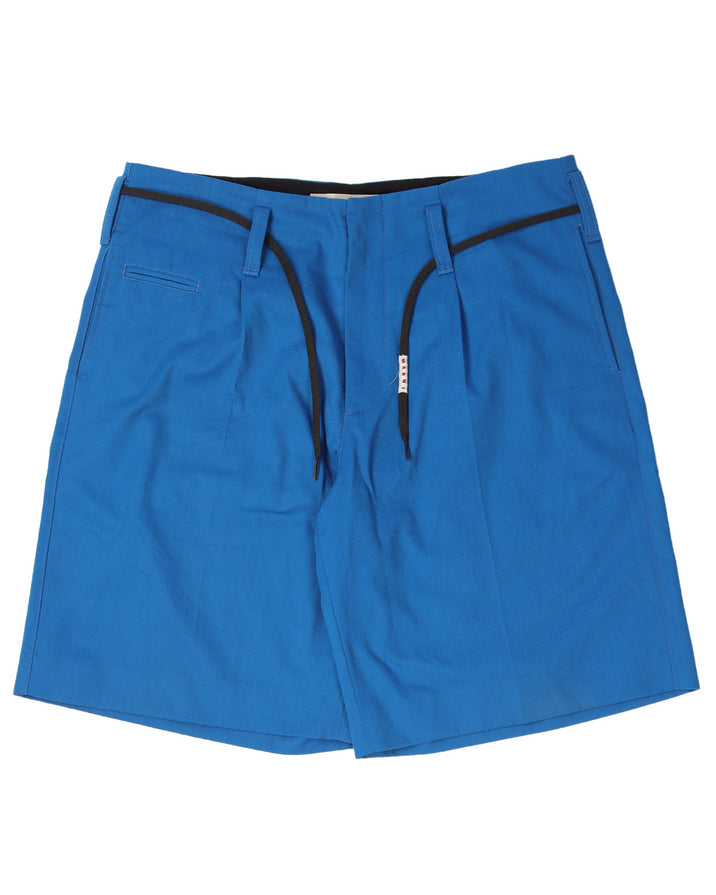 Lace-Belted Twill Shorts