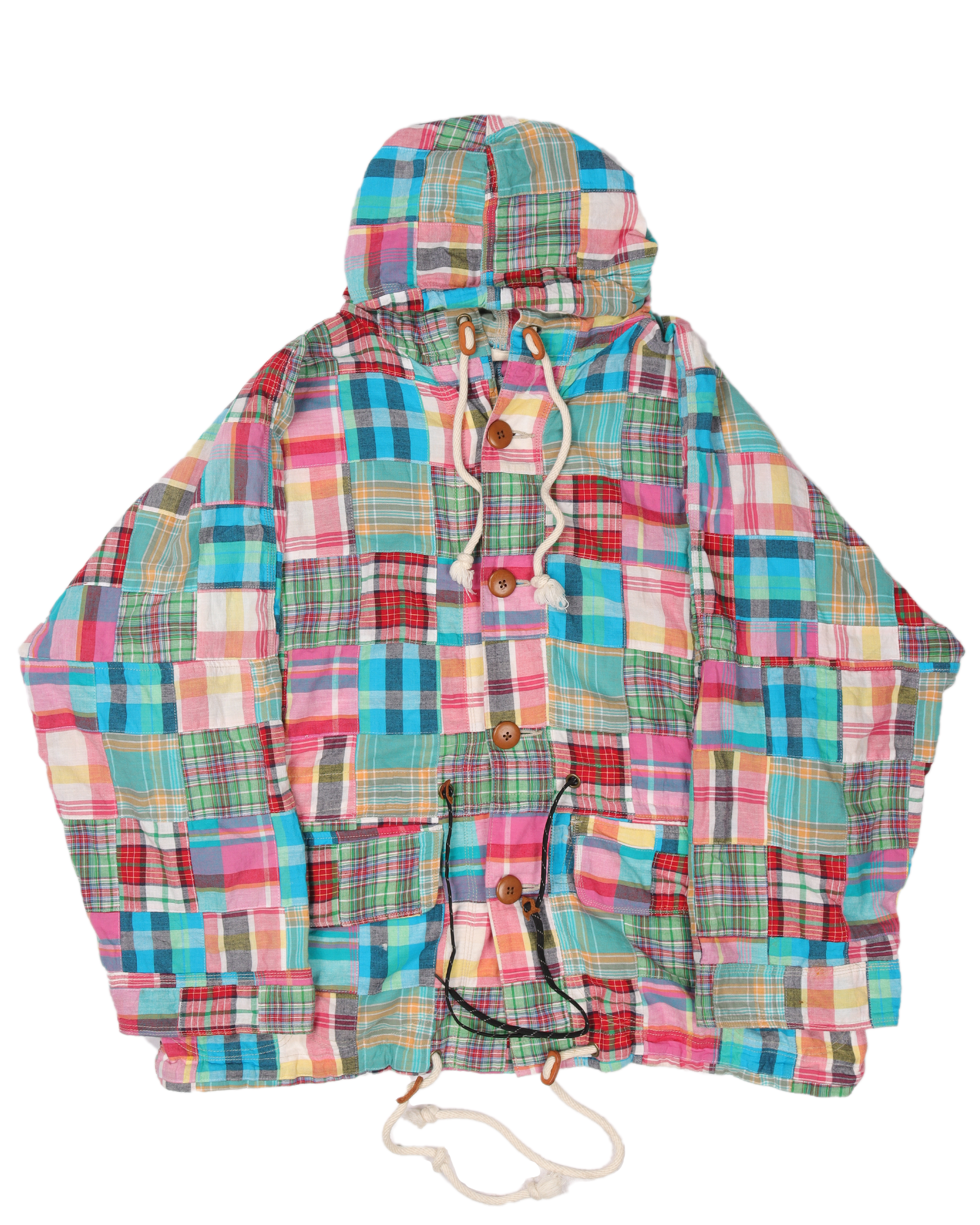 Plaid Patchwork Parka Jacket