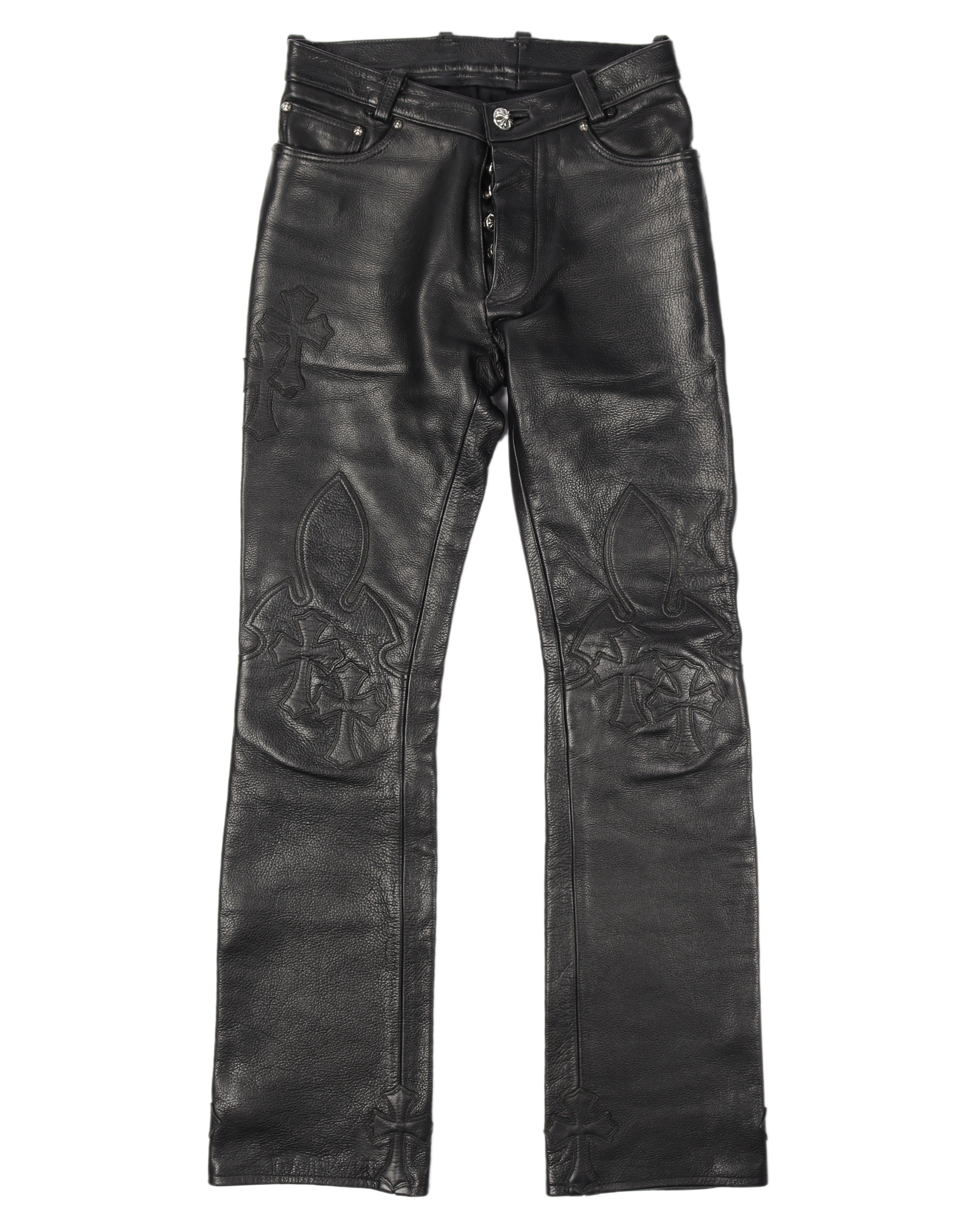 CEMETERY CROSS PATCH LEATHER PANTS