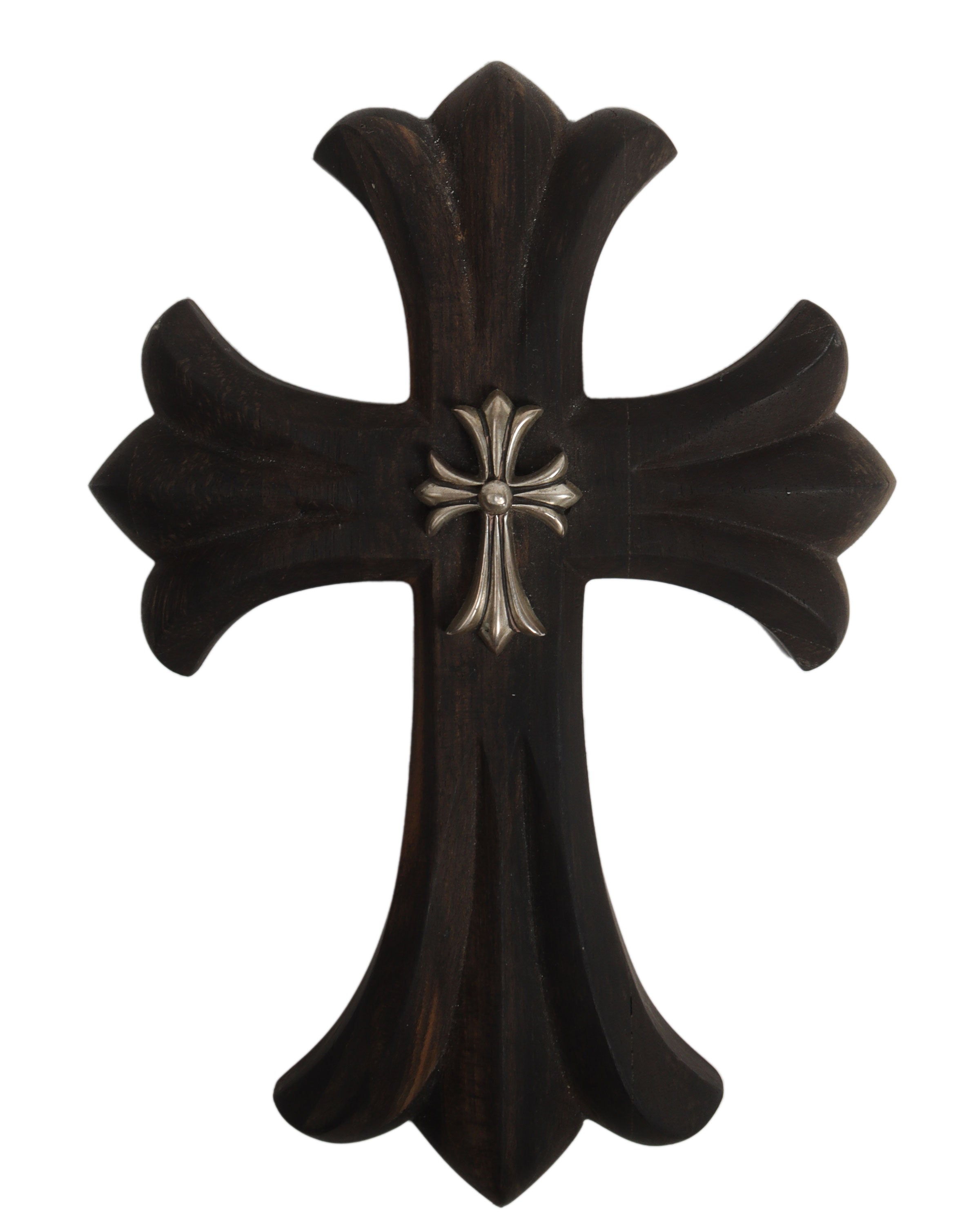 Hand-Carved Ebony Wood Decorative Cross