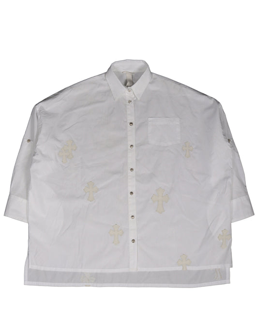 Cross Patch Oversized Dress Shirt