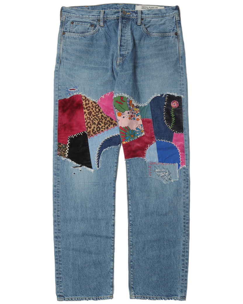 Embroidered Patchwork Jeans