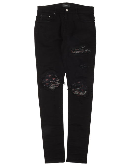 Paisley Slits Skinny Jeans