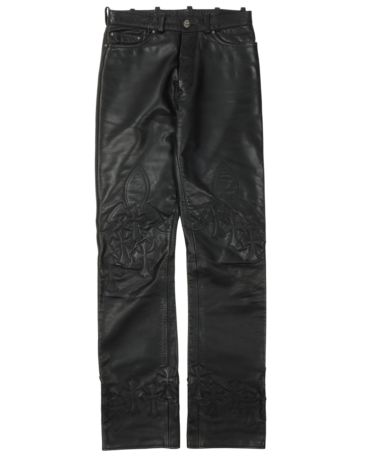 Leather Cross Leather Fleur Knee Pants