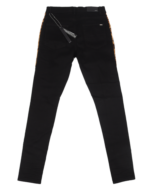 Black Denim/Leopard Print