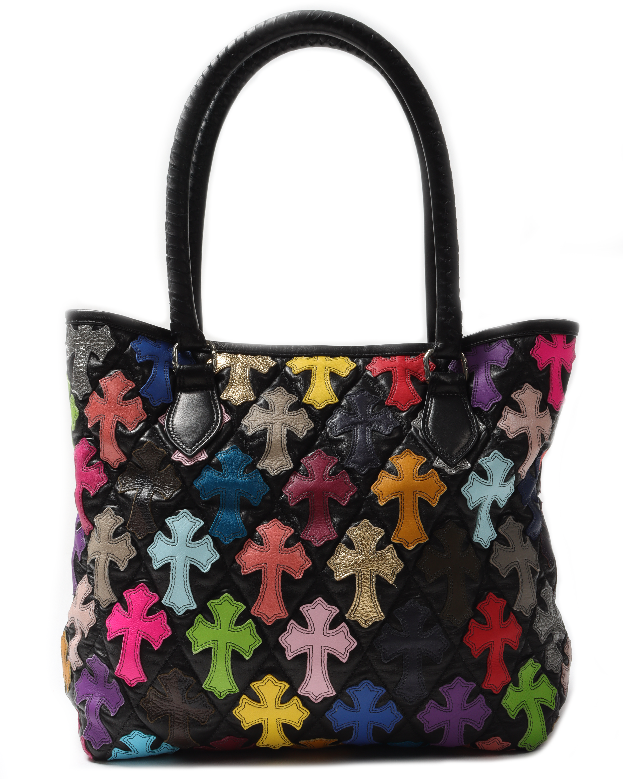 All-Over Cross Patch Quilted Leather Bag