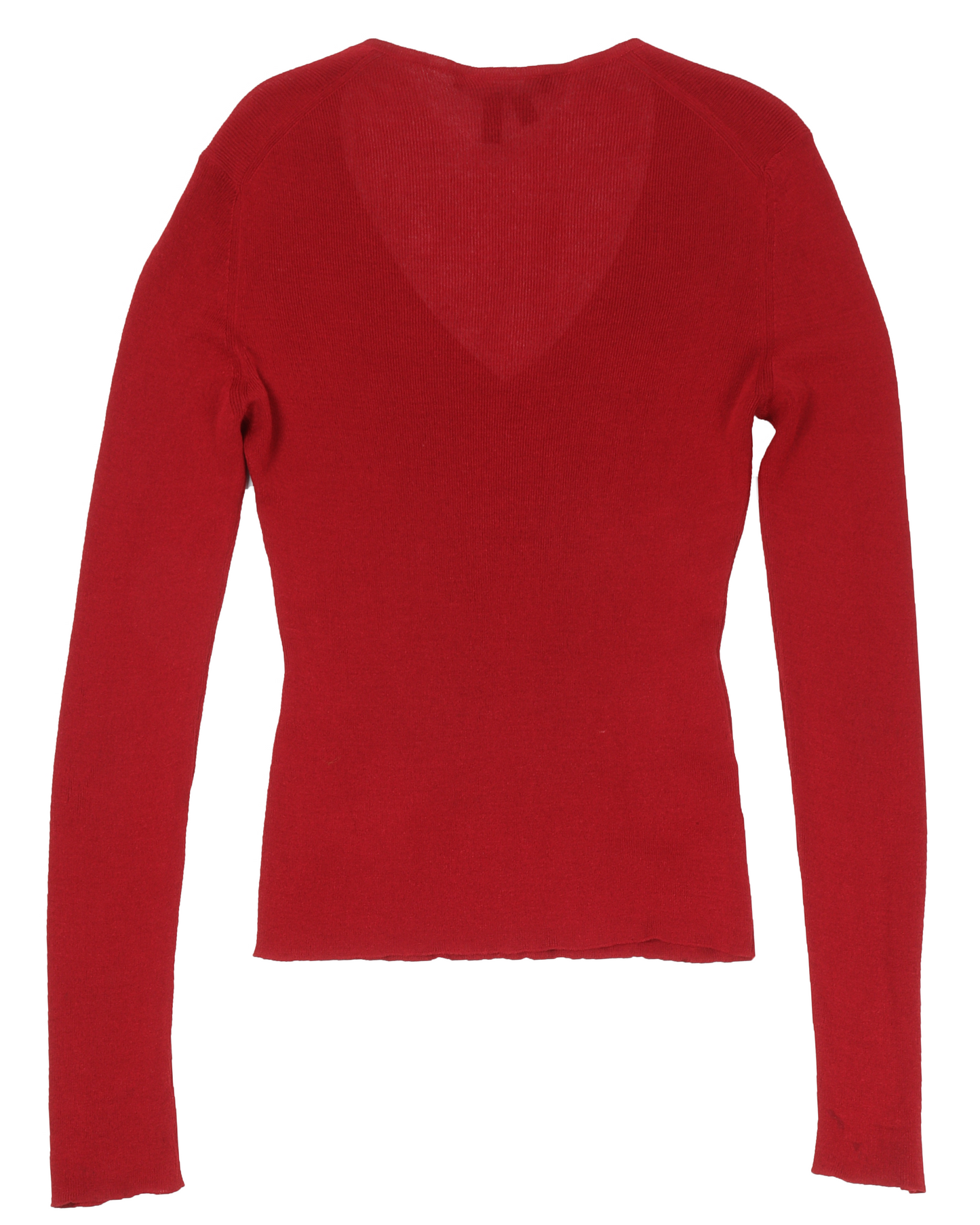 Tom Ford Era Silk Knit Long Sleeve V-Neck Top