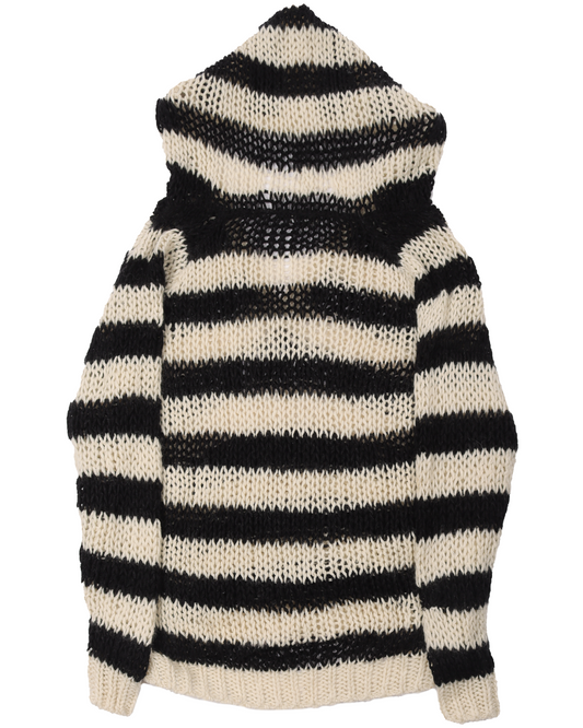 Hooded Striped Mohair Sweater