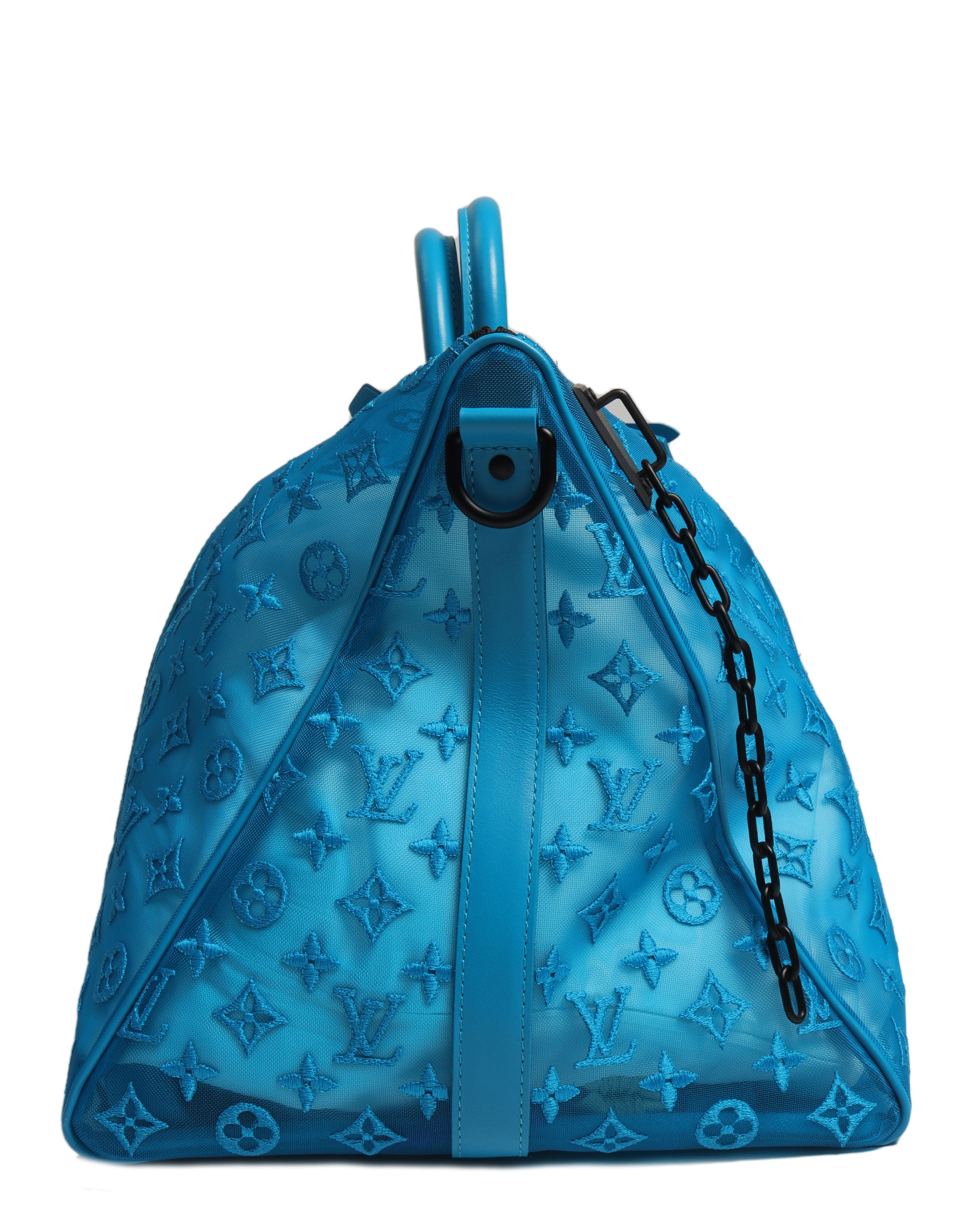 Mr Money - Any LV bag lovers out there? Would you rock the new Louis Vuitton  Keepall Triangle Bandoulière 50? Made with see-through mesh in a summery  turquoise hue with an embroidered