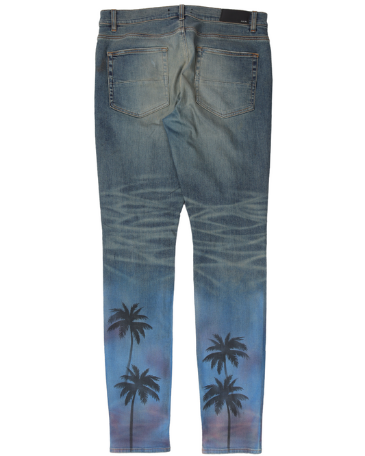 Distressed Palm Tree Denim