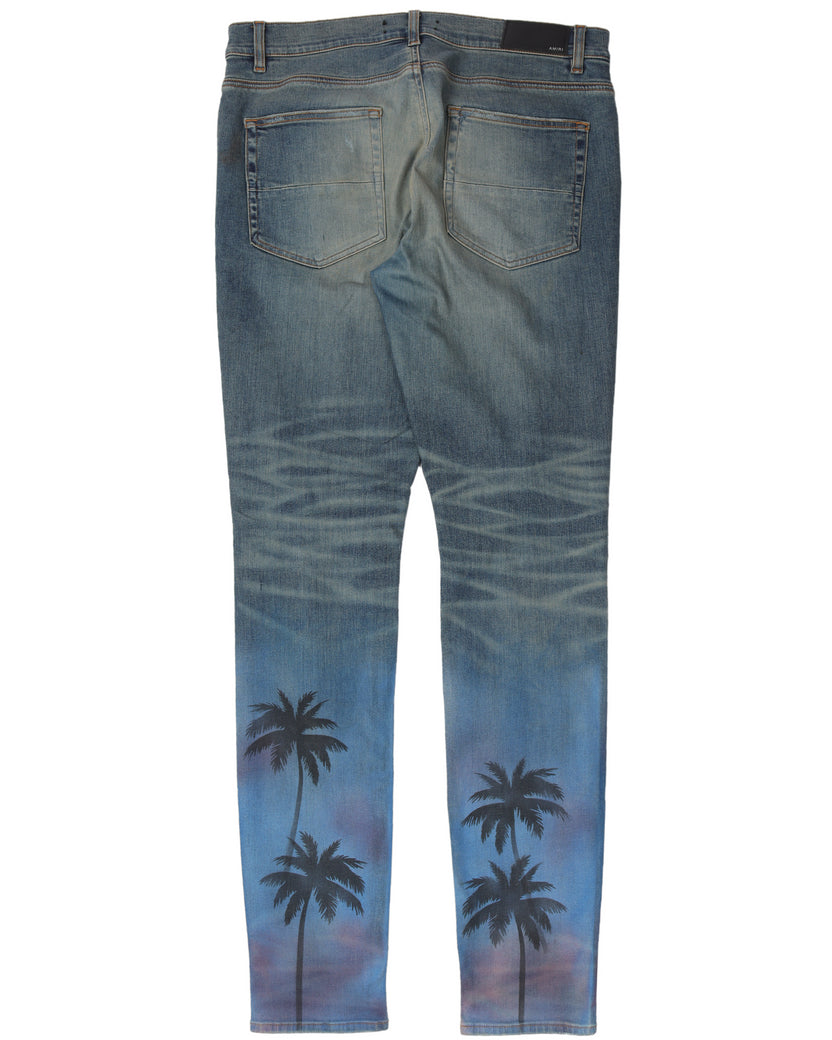 Distressed Palm Tree Denim